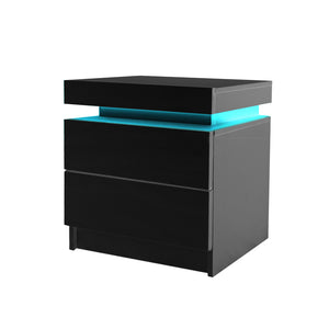Levede Bedside Tables Side Table 2 Drawers Black-1973193865179566080