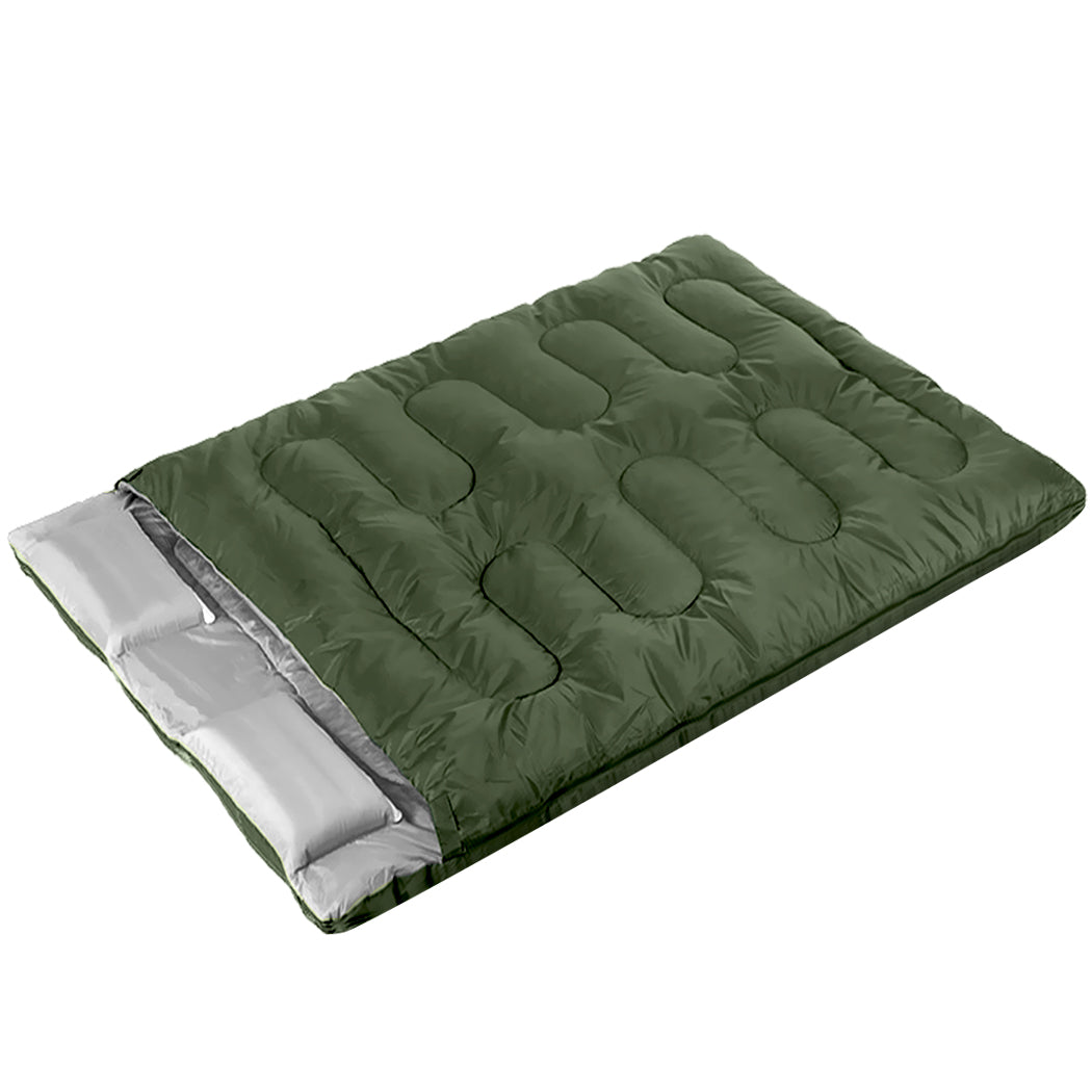 mountview-sleeping-bag-double-bags-outdoor-army-green-1973193763648049152