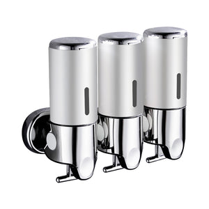 3 Bottles Bathroom Shower Soap Dispenser Silver-1973193874797105152
