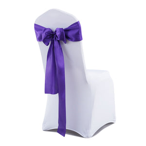 50x Table Runners Coloured Satin Chair Eggplant-1975420513056591872