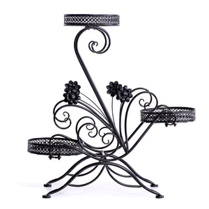 Levede Plant Stand Outdoor Indoor Metal Black-1975420369321988097