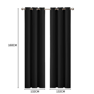 2x Blockout Curtains Panels 3 Layers Black-1973194062085361666