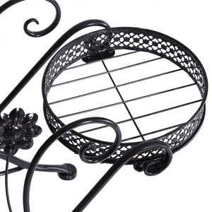 Levede Plant Stand Outdoor Indoor Metal Black-1973193797928095748