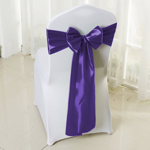 50x Table Runners Coloured Satin Chair Eggplant-1975420513056591879