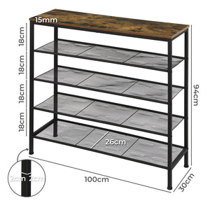 Levede 5-Tier Shoe Rack Storage Cabinet 100cm Wide-1975420510837805058