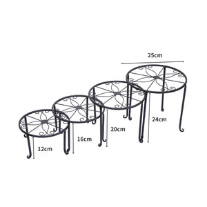 4 x Levede Metal Plant Stand Outdoor Black-1975420369502343170