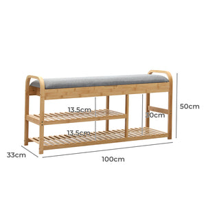 Levede Bamboo Shoe Rack Bench Entryway Seat-1996005370367184898