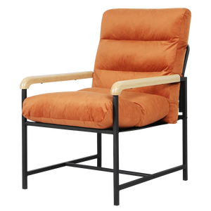 Levede Metal Framed Lounge Chair Velvet in Orange-1996005448892944392
