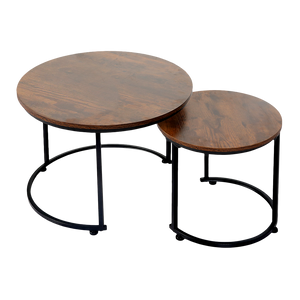 Levede Round Nesting Table Coffee Table Wood Side Table-1996005525950697480