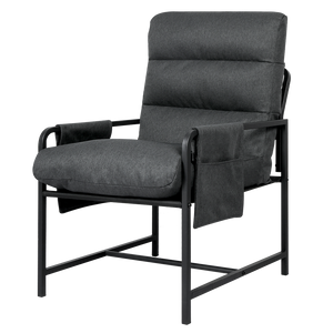 Levede Metal Framed Lounge Chair Linen in Dark Grey-1996005449077493768