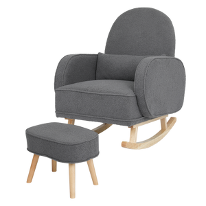 Levede Fleece Rocking Chair with footstool-1996005392991260680