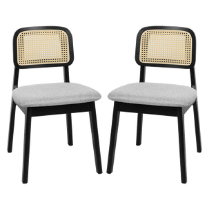 Levede Dining Chair Wood Rattan Armless Black x4-1996005487157579784