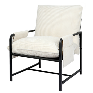 Levede Metal Framed Lounge Chair Corduroy in Beige-1996005448725172232
