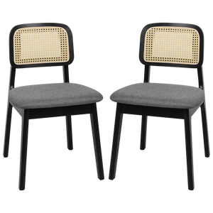 Levede 2x Dining Chair Wood Rattan Armless Black-1996005437912256520