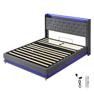 Levede Double Bed Frame Gas Lift LED Light-1996005390902497288