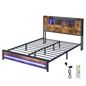 Levede Double Bed Frame Storage Headboard Industrial-1996005429548814344