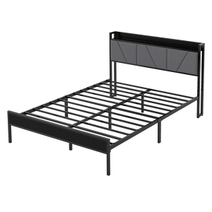 Levede Queen Bed Frame Steel Base with Headboard Grey-1996005522347790337