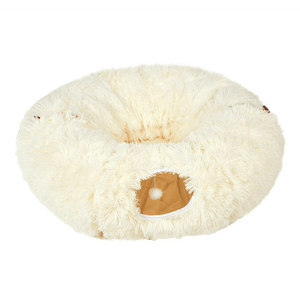Pawz Cat Tunnel Foldable Fluffy Plush Play Tube Beige-1996005432715513864