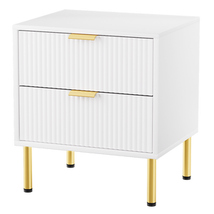 Levede Bedside Table with 2 Drawers White Metal Legs-1996005425274818568