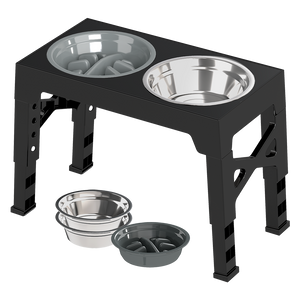 PaWz Elevated Dog Bowls 2 Stainless Steel Bowls and 1 Slow Feeder Bowl-1996005464961323016