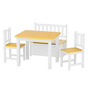 Bopeep Kids Table and Chairs Set Wooden Study Play 4PCS-1996005451816374280