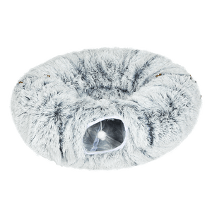 Pawz Cat Tunnel Foldable Fluffy Plush Play Tube Grey-1996005432891674632