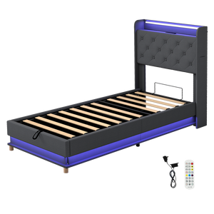 Levede Single Bed Frame Gas Lift Storage LED Light USB-1996005582720602120