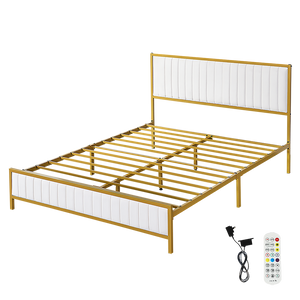 Levede Metal Bed Frame Under Bed Storage Double Beige-1998624936268271624