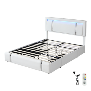 Levede Double Bed Frame With Adjustable Headboard White-1996005424842805256