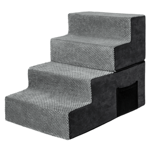 Pawz 4 Steps Pet Stairs Dog Ramp High Density Foam Grey-1996005516555456520