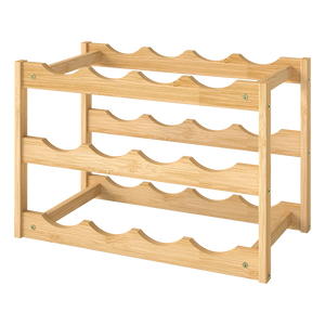 Toque Natural Bamboo Wine Rack 12 Bottles Organizer-1996005512843497480