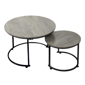 Levede Round Nesting Table Coffee Table Wood Side Table-1996005526147829768