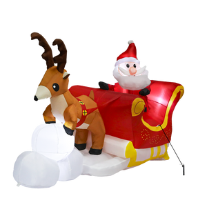 Santaco Christmas Inflatables Outdoor Santa Claus Reindeer Sleigh Lights Decor-1973194173037285384