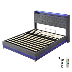 Levede King Bed Frame Gas Lift Storage LED Light USB-1996005582506692616