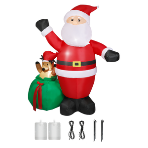Santaco Christmas Inflatable Outdoor Santa Claus Elk 2.2M Xmas Decoration Light-1973194172844347400