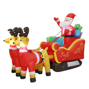 Santaco LED Inflatable Santa Sleigh Reindeer 2.2M-1973194173599322120