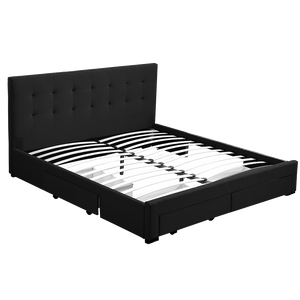 Levede Queen Bed Frame Fabric Tufted Dark Grey-1975420519935250440