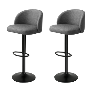 Levede 4x Bar Stool Swivel Gas Lift PU Leather Grey-1996005468299989000