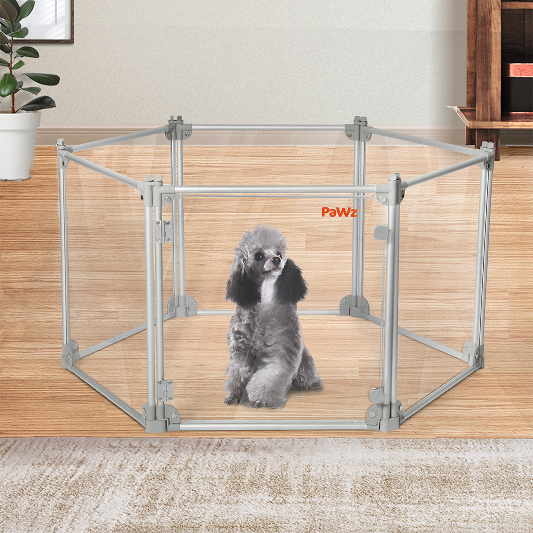 pawz-pet-playpen-transparent-acrylic-clear-folding-dog-fence-kennel-6-panel-1975420378624954374