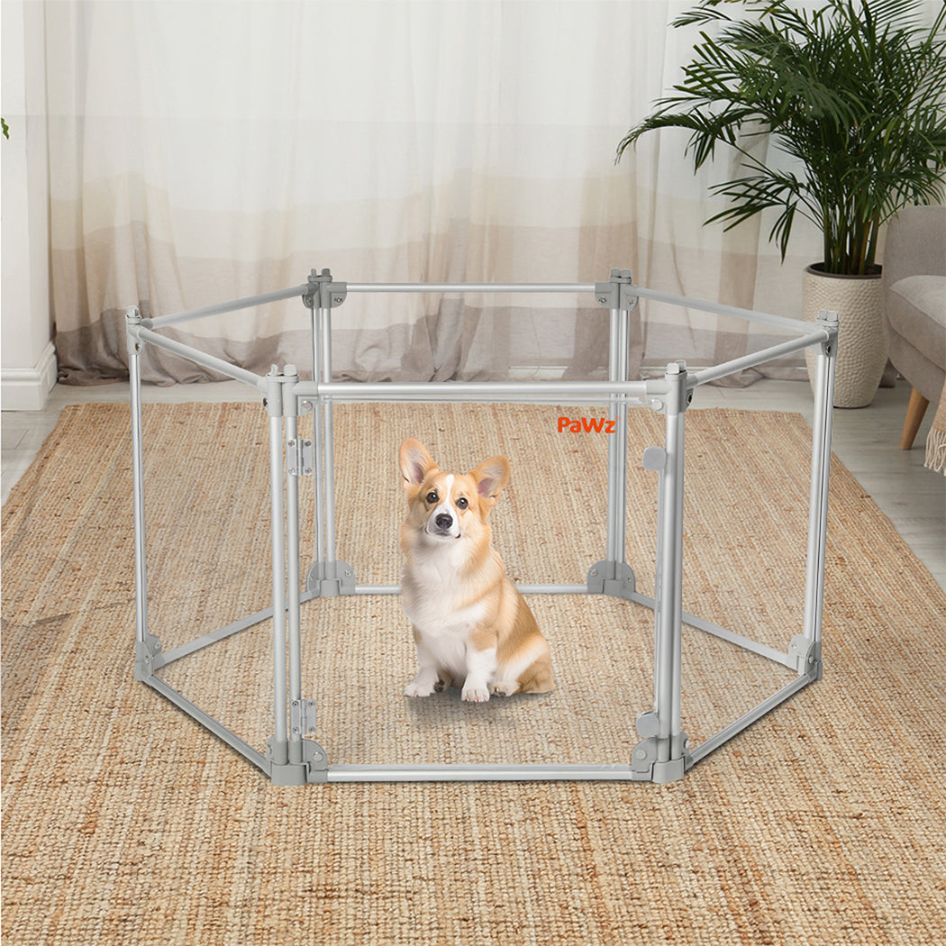 pawz-pet-playpen-transparent-acrylic-clear-folding-dog-fence-kennel-6-panel-1975420378624954375