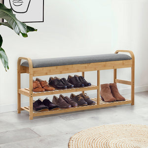 Levede Bamboo Shoe Rack Bench Entryway Seat-1996005370367184903