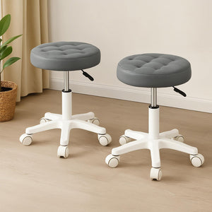 Levede 2x Rolling Bar Stool Swivel Salon SPA Chair Grey-1996005467729563655