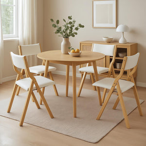 Levede 4x Dining Chairs Foldable PU Beige-1996005477766533127