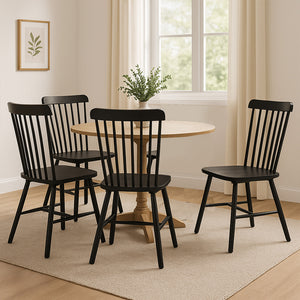 Levede 4x Dining Chairs Kitchen Winsor Black-1996005468480344071