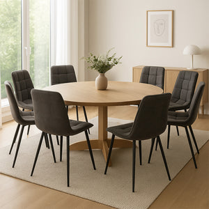 Levede 8x Dining Chairs Kitchen Velvet Grey-1996005473173770247