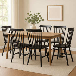 Levede 6x Dining Chairs Kitchen Winsor Black-1996005468656504839