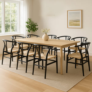 Levede 8x Dining Chairs Wooden Hans Black-1996005472267800583