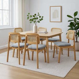 Levede Dining Chair Wood Rattan Armless Natural x6-1996005487874805767