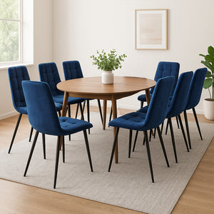 Levede 4x Dining Chairs Kitchen Velvet Blue-1996005472993415175