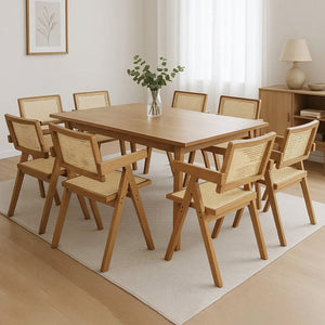 Levede 8x Dining Chair Solid Wood Rattan-1996005480094371847